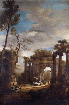 Classical Ruins in a Landscape by Lucas Achtschellinck
