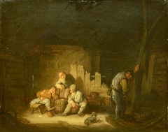 Cottage Interior with Four Peasants by Adriaen van Ostade
