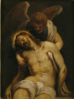Dead Christ supported by an Angel