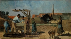 Fabrikareal mit Arbeitern by Anthon van Rappard