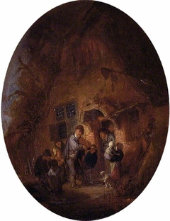 Fiddler at the door of a house by Adriaen van Ostade