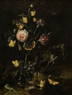 Flowers, insects and reptiles by Otto Marseus van Schrieck