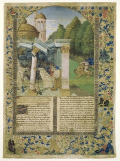Fragment van een Historiebijbel: twee scènes uit het leven van Samson by Unknown Artist