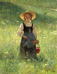 Girl in a Flowering Meadow by Carl Gustaf Hellqvist