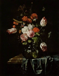 Glass vase of flowers by Isaac Denies