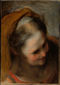 Head of an Old Woman Looking to Lower Right (Saint Elizabeth) by Federico Barocci