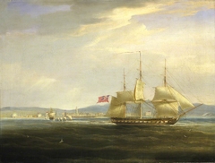 HMS 'Mercury' cuts out the French gunboat Leda from Rovigno, 1 April 1809 by William John Huggins