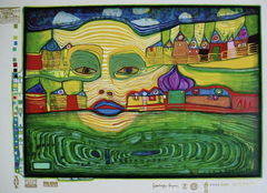 Irinaland Over the Balkans by Friedrich Hundertwasser