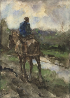 Jager te paard op het jaagpad by Jacob Maris
