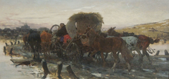 Jews were leading the horses on the market by Józef Brandt