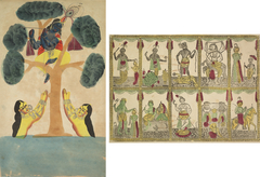 Krishna Steals the Clothes of the Cowgirls (Gopis) (recto); Das Avataras, Ten Incarnations of Vishnu (verso) by Anonymous