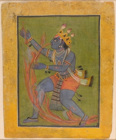 Krishna Swallows the Forest Fire, Folio from a Bhagavata Purana (History of God) series by anonymous painter