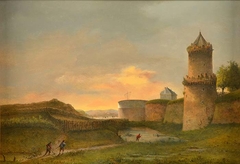 Kronenburgertoren en de vestingwerken voor de Hezelpoort in Nijmegen by Rudolphus Lauwerier