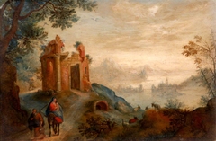 Landscape with a Ruined Temple and the Flight into Egypt by Flemish School