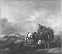 Landscape with the grain harvest by Philips Wouwerman