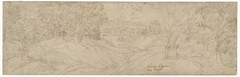 Landschap met twee altaren of vuurbakens by Adriaan de Weerdt