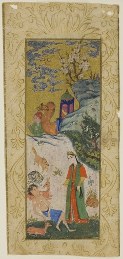 Layla Visiting Majnun in the Desert, page from a copy of the Khamsa of Nizami by Anonymous