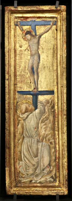 Le Christ en croix adoré par saint François d'Assise by Giovanni di Tommasino Crivelli