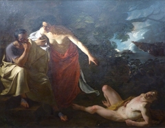 Locuste remettant à Narcisse le poison destiné à Britannicus, en fait l’essai sur un jeune esclave by Xavier Sigalon