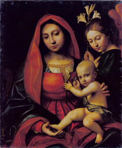 Madonna and Child with an Angel by Paolo Morando Cavazzola