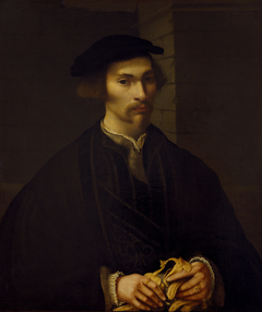Man Holding Gloves by Anonymous