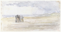 Man met paard en wagen op het strand by Jozef Israëls