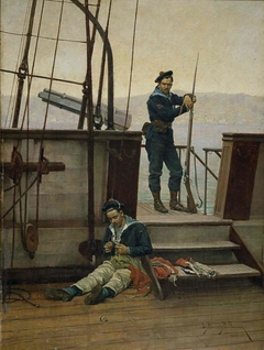 Matelots à bord du croiseur Desaix by Étienne-Prosper Berne-Bellecour
