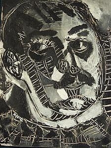Modernist Bust Portrait of a Man with Moustache