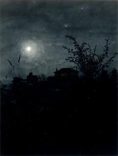 Moonlight Scene, Houses in Background