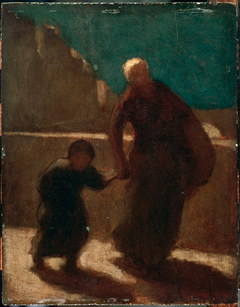 On a Bridge at Night by Honoré Daumier