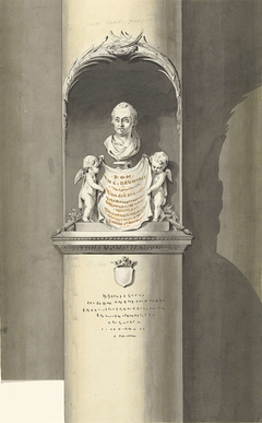 Ontwerp voor een monument voor C. Brunings: een borstbeeld in een nis by Bartholomeus Ziesenis