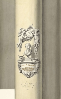 Ontwerp voor een monument voor C. Brunings: een borstbeeld met putti by Bartholomeus Ziesenis