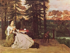 Portrait of a lady, seated in a parc (La dame de Francfort) by Gustave Courbet