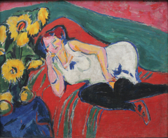 Reclining Woman in a White Chemise by Ernst Ludwig Kirchner