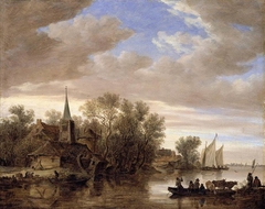 River Landscape with a Cattle-Ferry by Jan van Goyen