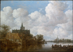 River Landscape with a Ferry and a Church
