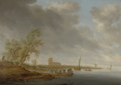 River Landscape with a View of Naarden