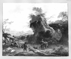 Rock-landscape, shepherd-staffage