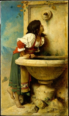 Roman Girl at a Fountain by Léon Bonnat