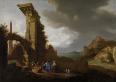 Roman landscape with Christ and the centurion of Capernaum by Bartholomeus Breenbergh