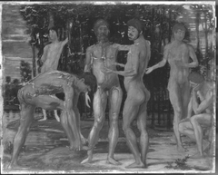 Sechs nackte Männer by Hans von Marées