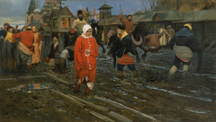 Seventeenth-Century Moscow Street on a Public Holiday