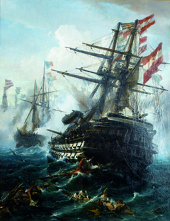 Ship of the Line "SMS Kaiser" in the Battle of Lissa by Konstantinos Volanakis