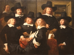 Six regents and the beadle of the Nieuwe Zijds institute for the outdoor relief of the poor
