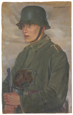 Soldier with Steel Helmet and Gas Mask by Paula Maria Margarethe Thomass