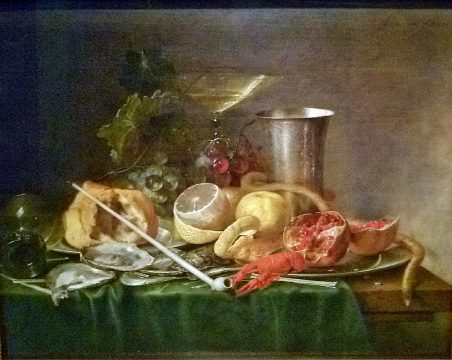 Still life, Breakfast with Wine glass and Goudse pipe