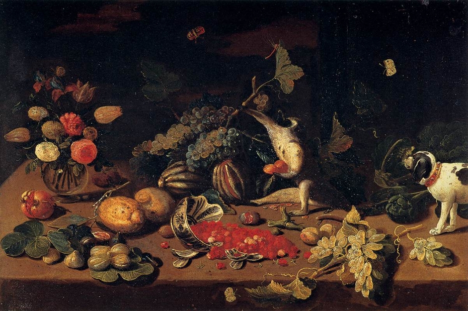 Still-Life with a Monkey Stealing Fruit