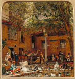 Study for 'The Courtyard of the Coptic Patriarch's House in Cairo' by John Frederick Lewis