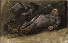 Study for the king in The Corpse of Gustav II Adolf of Sweden being carried on board in the Wolgast Harbour. by Carl Gustaf Hellqvist
