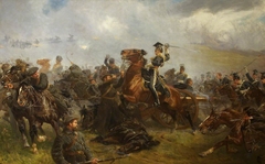 The Charge of the Light Brigade, the Battle of Balaclava, 25th October 1854 with Godfrey Charles Morgan, 1st Viscount Tredegar (1831 - 1913) astride his Horse, 'Sir Briggs'